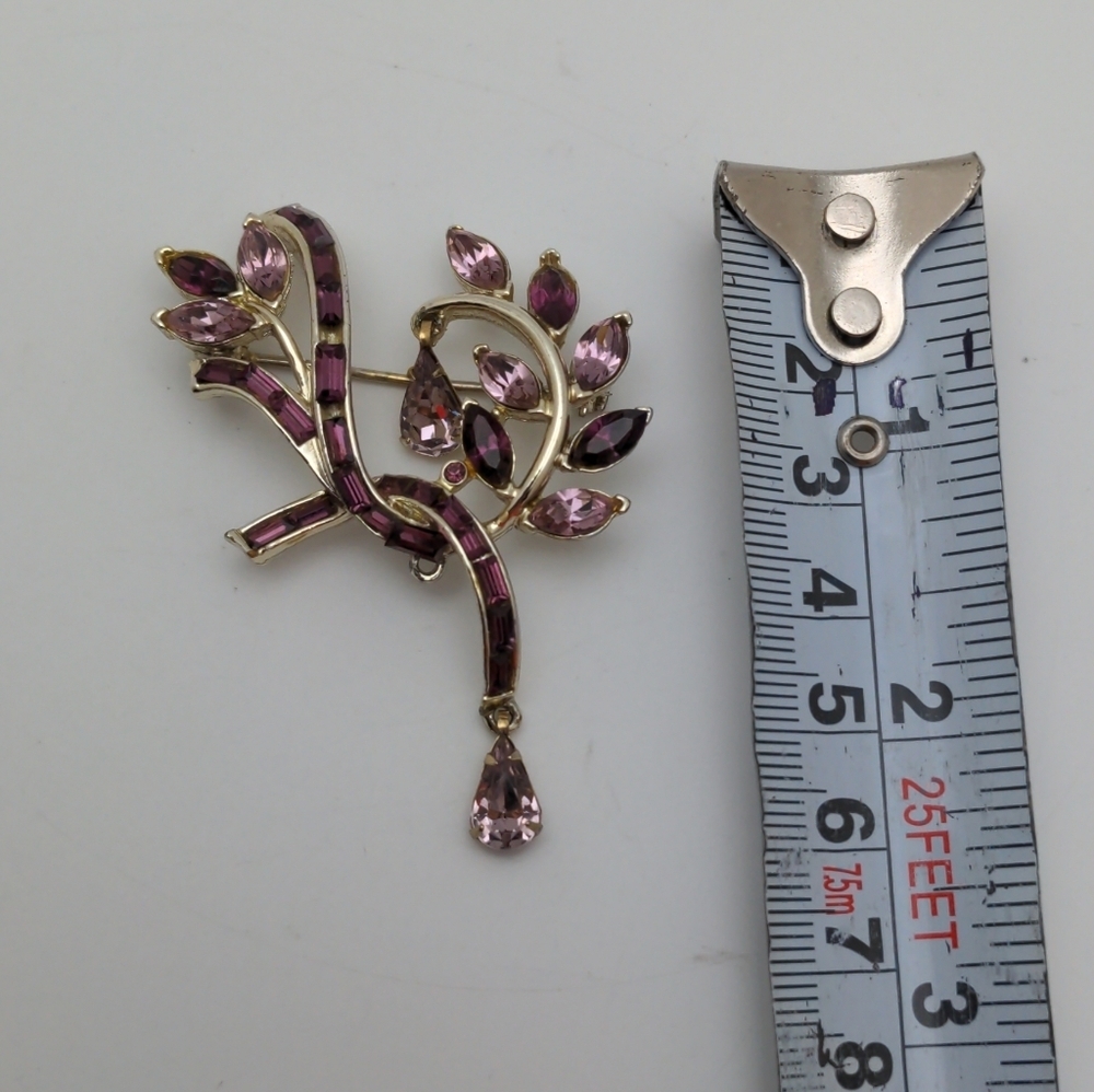 Vintage Purple Rhinestone Brooch - Picture 11 of 12